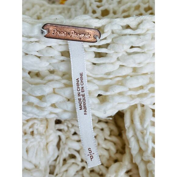 Free People West Palm Sweater Cream Multi Color Trim Small - Picture 6 of 11